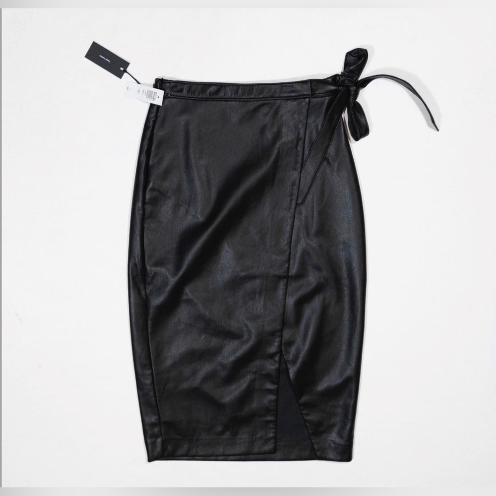 Aritzia Babaton Pelli Wrap Leather Midi Skirt